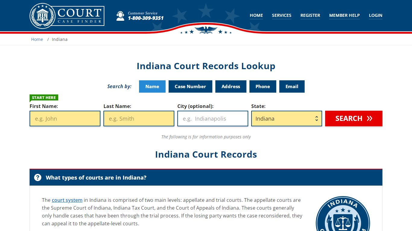 Indiana Court Records Lookup - IN Court Case Search
